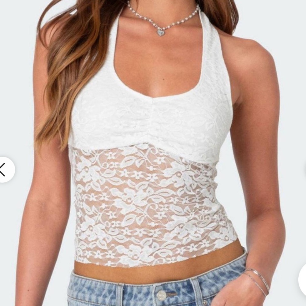 edikted white lace halter top